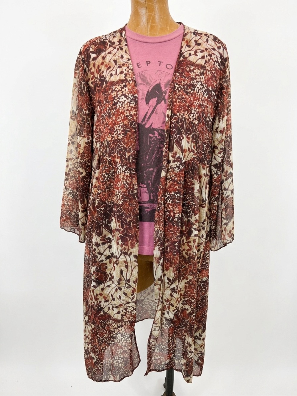 Chris and Carol Floral Print Duster Cardigan Lightweight